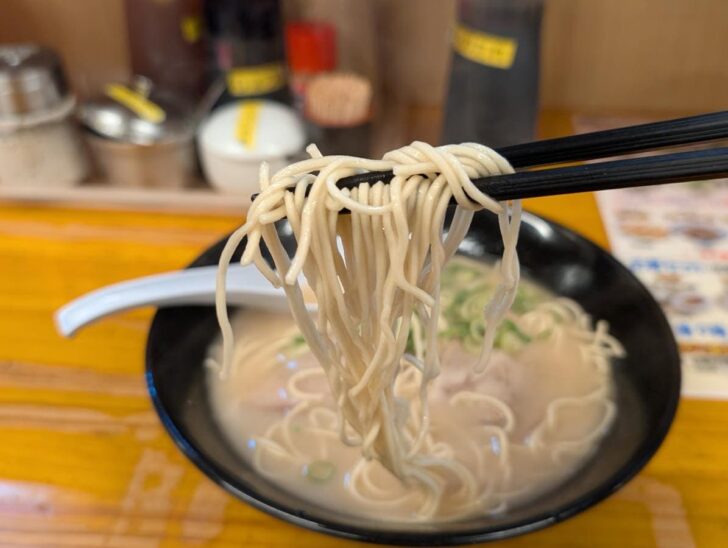 麺もスタンダードな博多らしい細麺