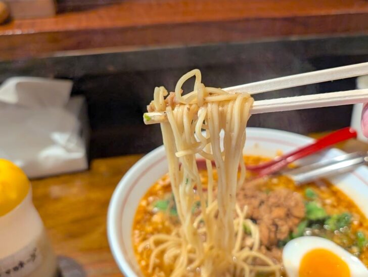 ちぢれ麺もいいですが、こういった博多らしい麺も合う