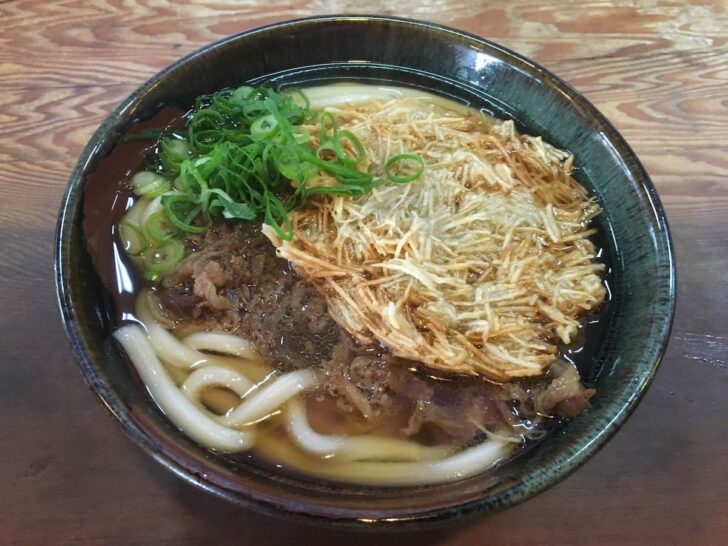 大力うどんの肉ごぼう天うどん
